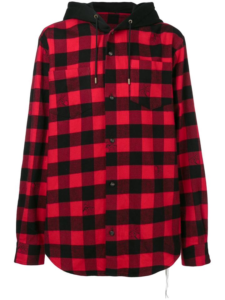 Mastermind Japan Hooded Check Shirt - Red
