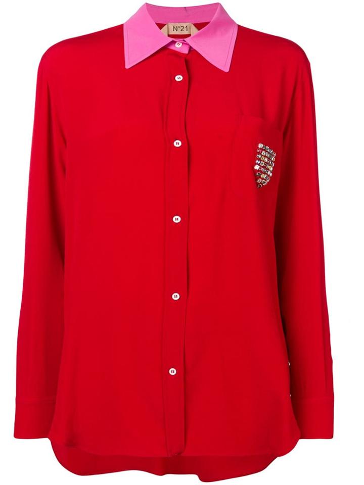 No21 Contrasting Collar Shirt - Red