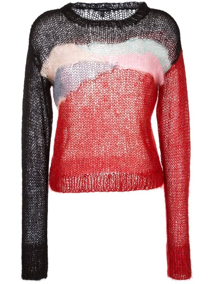 R13 Blurry Stripe Pullover, Women's, Size: Medium, Red, Polyamide/mohair/wool