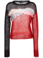 R13 Blurry Stripe Pullover, Women's, Size: Medium, Red, Polyamide/mohair/wool