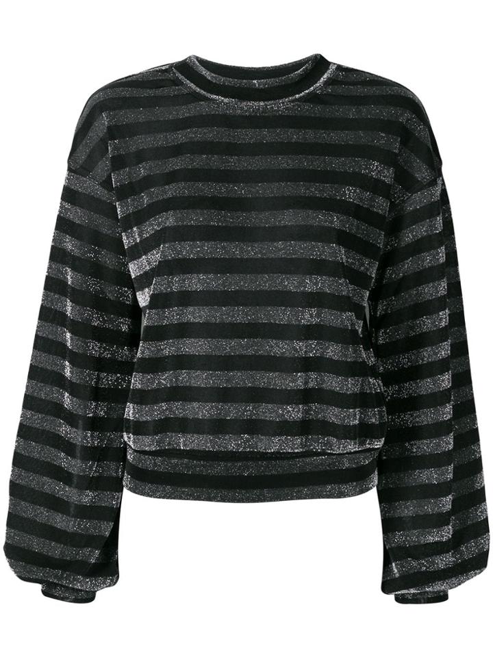 Rta Striped Metallic Sweatshirt - Black