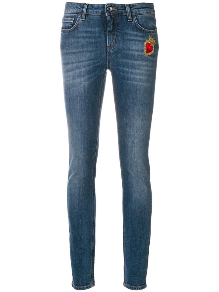 Dolce & Gabbana Sacred Heart Patch Skinny Jeans - Blue