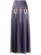 Temperley London Firebird Flower Embroidery Skirt - Purple