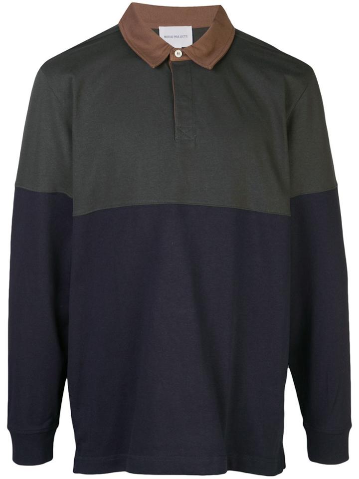 Norse Projects Colour Block Longsleeved Polo Shirt - Green