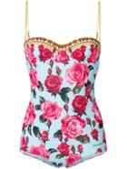 Dolce & Gabbana Rose Print One-piece - Blue