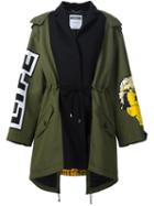Moschino Oversize Patchwork Parka, Women's, Size: 40, Green, Cotton/polyamide