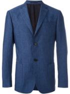 Z Zegna Two Button Blazer, Men's, Size: 52, Blue, Linen/flax/cupro