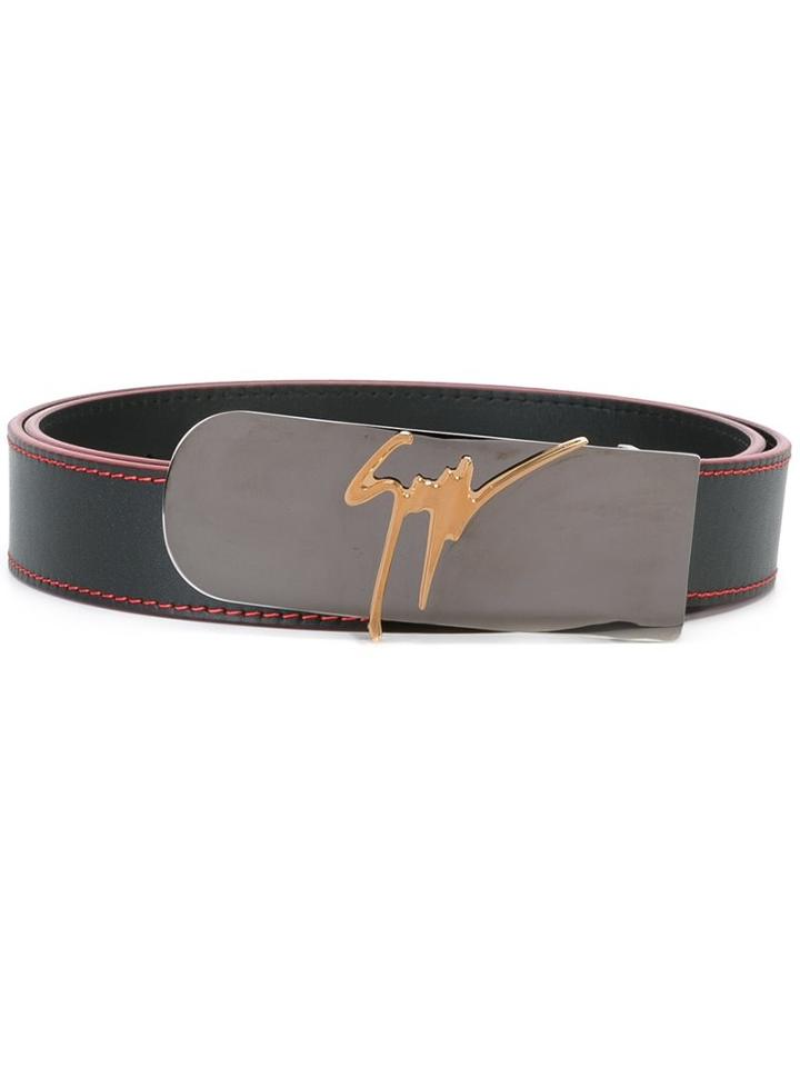 Giuseppe Zanotti Design 'birelbo' Logo Plaque Belt, Men's, Size: 100, Black, Calf Leather/metal (other)