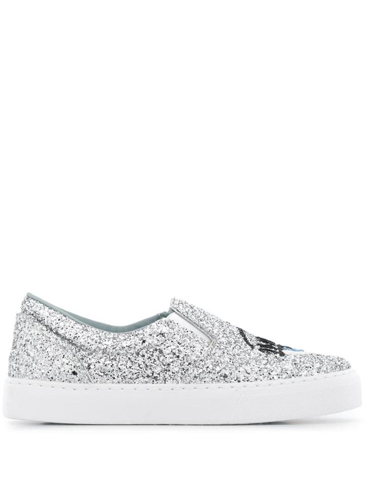Chiara Ferragni Glitter Flirting Slip-on Sneakers - Silver