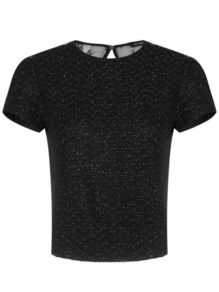 Tufi Duek Lace Panel Tweed Blouse - Black