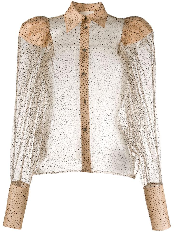 Khaite Structured Glitter Detail Blouse - Neutrals