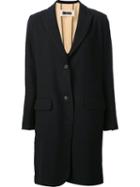 Uma Wang Striped Back Mid Coat, Women's, Size: Medium, Black, Linen/flax/wool