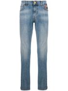 Cavalli Class Logo Patch Slim-fit Jeans - Blue