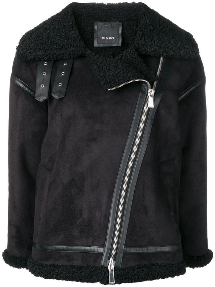 Pinko Shearling Biker Jacket - Black