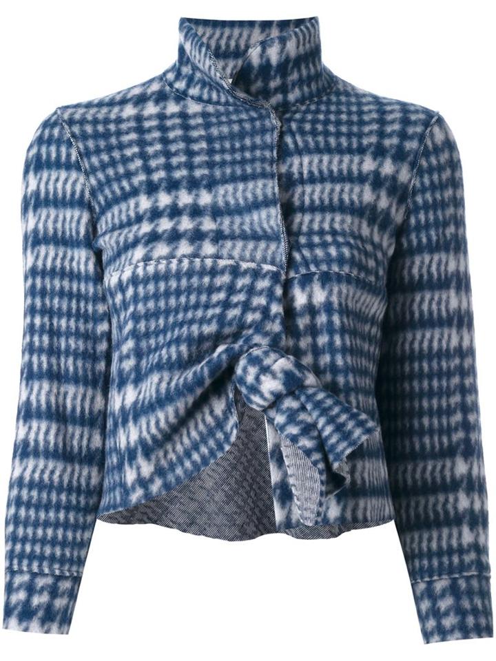 Hache Knot Detail Cropped Jacket, Women's, Size: 38, Blue, Acrylic/virgin Wool