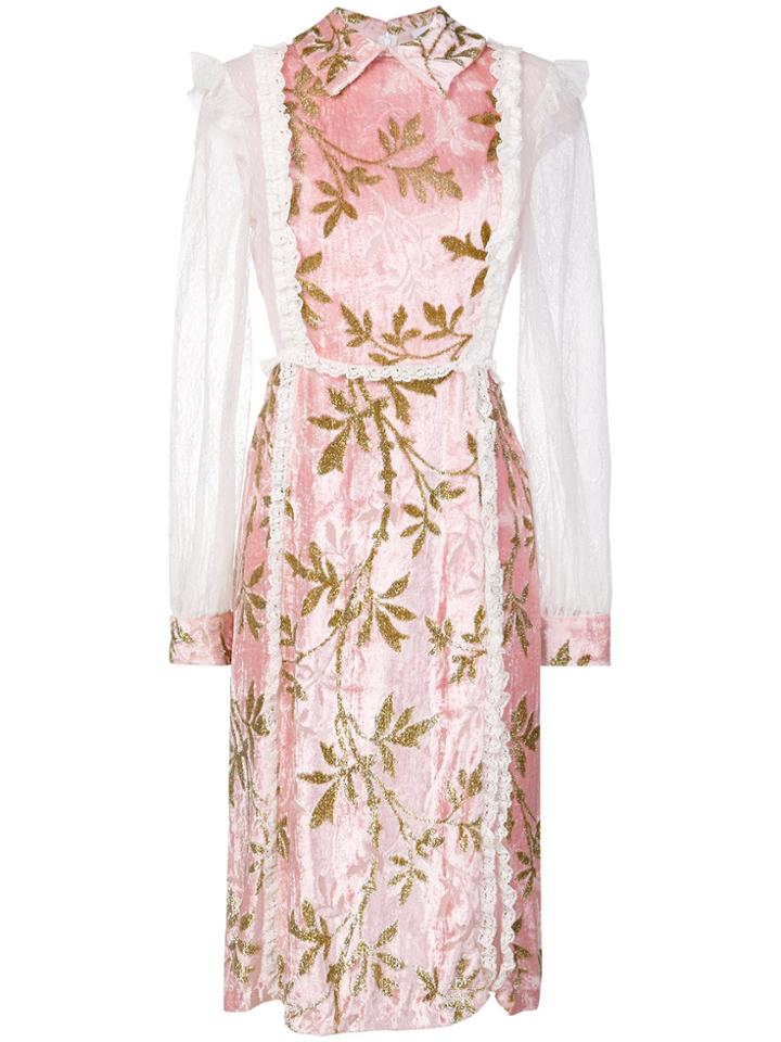 Au Jour Le Jour Lace Trimmed Dress - Pink & Purple