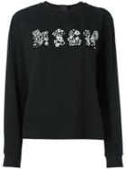 Msgm Floral Appliqué Sweatshirt, Women's, Size: 40, Black, Polyester/acetate/viscose