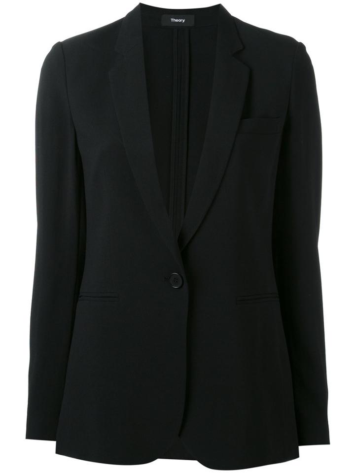 Theory - One Button Blazer - Women - Polyester/acetate/viscose - 4, Black, Polyester/acetate/viscose