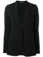 Theory - One Button Blazer - Women - Polyester/acetate/viscose - 4, Black, Polyester/acetate/viscose