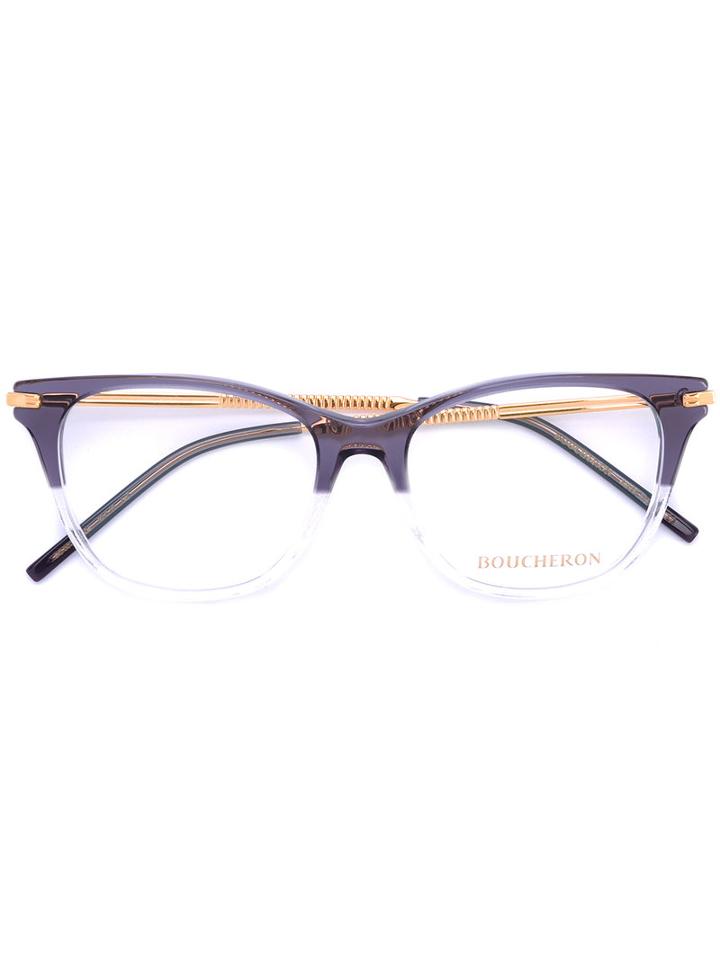 Boucheron - Rectangle Frame Glasses - Women - Acetate/metal - 52, Grey, Acetate/metal