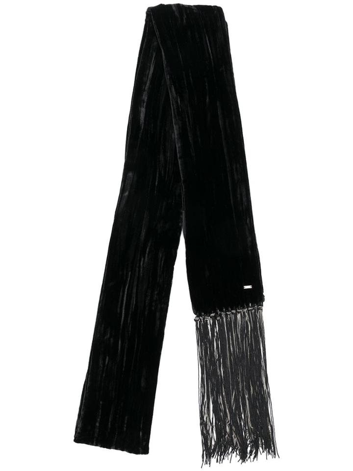 Saint Laurent Long Fringe Scarf - Black