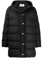 Msgm Hooded Padded Coat - Black