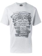 Stussy Logo Print T-shirt, Men's, Size: L, Grey, Cotton/polyester