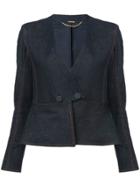 Adam Lippes Fitted Denim Peplum Blazer - Blue