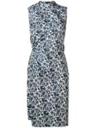 Prada Vintage 2000's Floral Draped Dress - Blue
