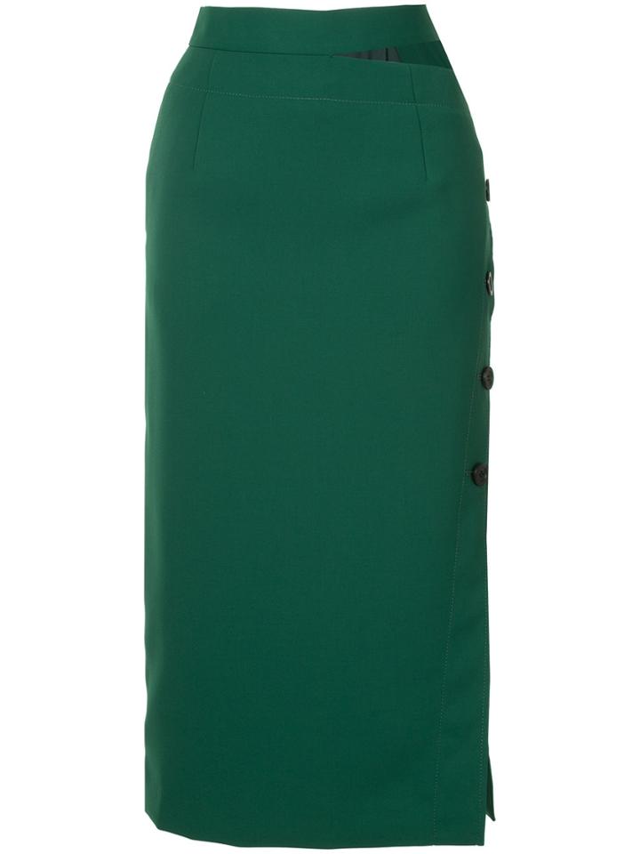 Le Ciel Bleu Button Detail Pencil Skirt - Green