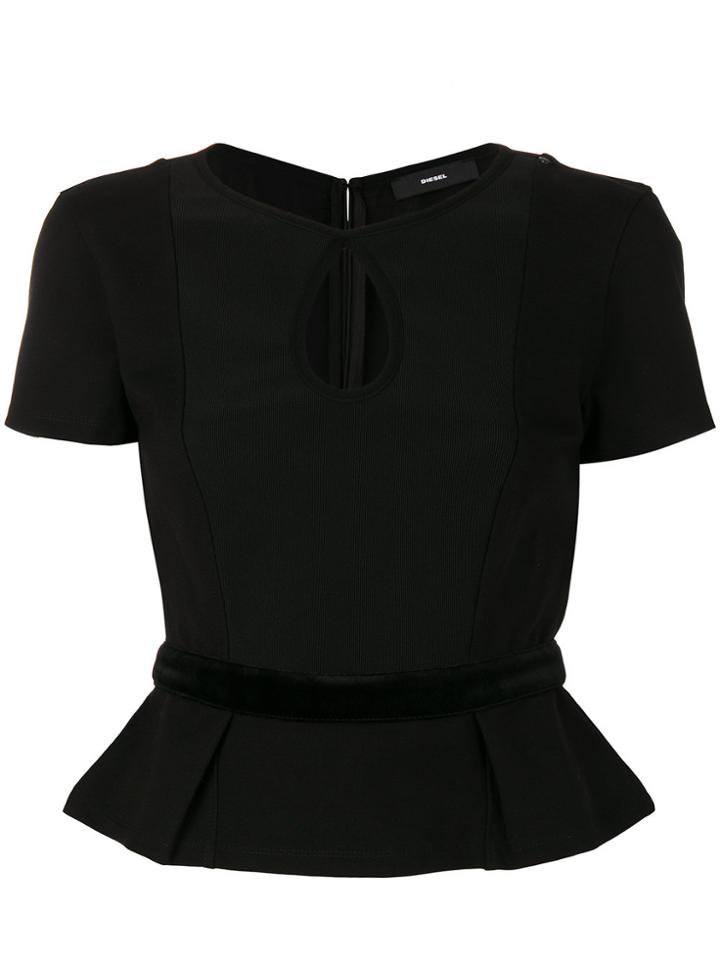 Diesel Keyhole Peplum Top - Black
