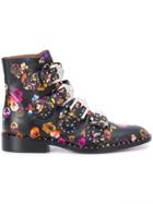 Givenchy Floral-print Ankle Boots - Black