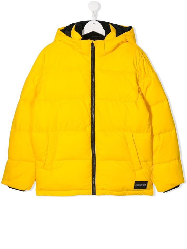 Calvin Klein Kids Teen Logo Puffer Jacket - Yellow