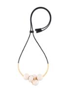 Marni Sphere Cluster Necklace, Women's, White, Brass/resin/leather