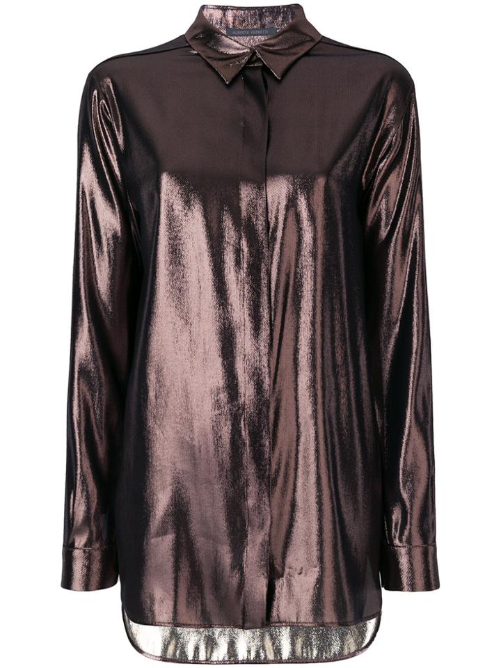 Alberta Ferretti Reflective Concealed Button Shirt - Metallic