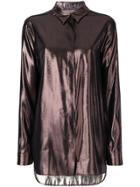 Alberta Ferretti Reflective Concealed Button Shirt - Metallic