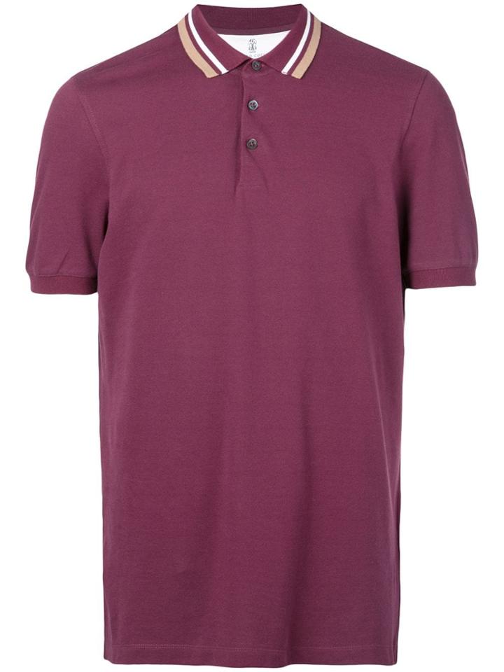 Brunello Cucinelli Contrast Collar Polo Shirt - Red