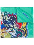 Etro - Floral Print Pocket Square - Men - Silk - One Size, Green, Silk