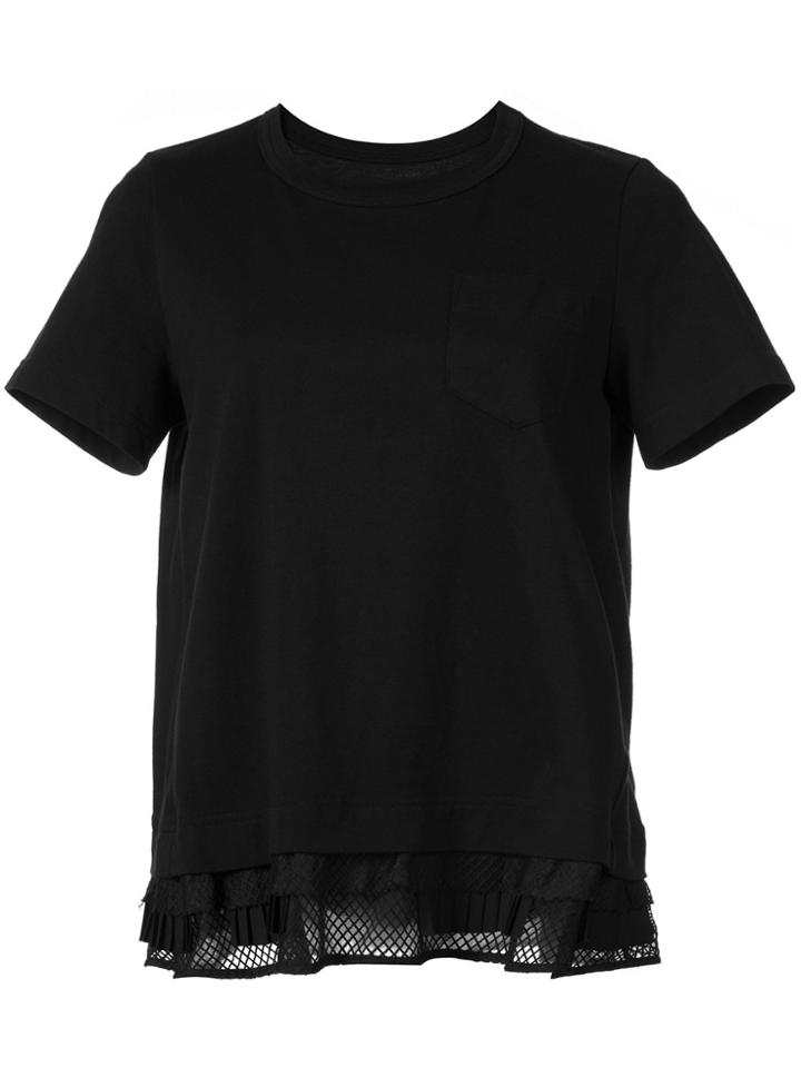 Sacai Tiered Mesh Trim T-shirt - Black