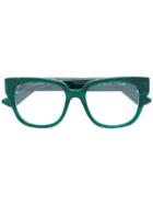 Gucci Eyewear Transparent Glitter Square Glasses, Green, Acetate