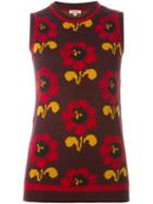 P.a.r.o.s.h. Floral Intarsia Knit Top, Women's, Size: Xs, Red, Acrylic/wool