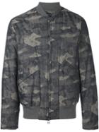 Helmut Lang Camouflage Print Bomber Jacket, Men's, Size: Small, Grey, Polyamide/cotton/viscose