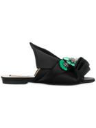 No21 Embellished Abstract Bow Mules - Black