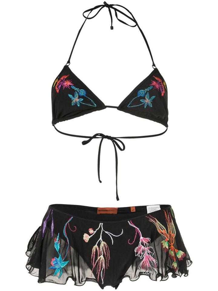 Missoni Tulle Embroidered Bikini - Black