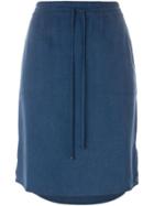Akris Drawstring Straight Skirt, Women's, Size: 44, Blue, Lyocell