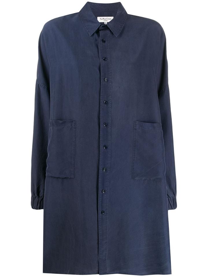 Ymc Silk Shirt Dress - Blue