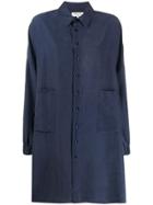 Ymc Silk Shirt Dress - Blue