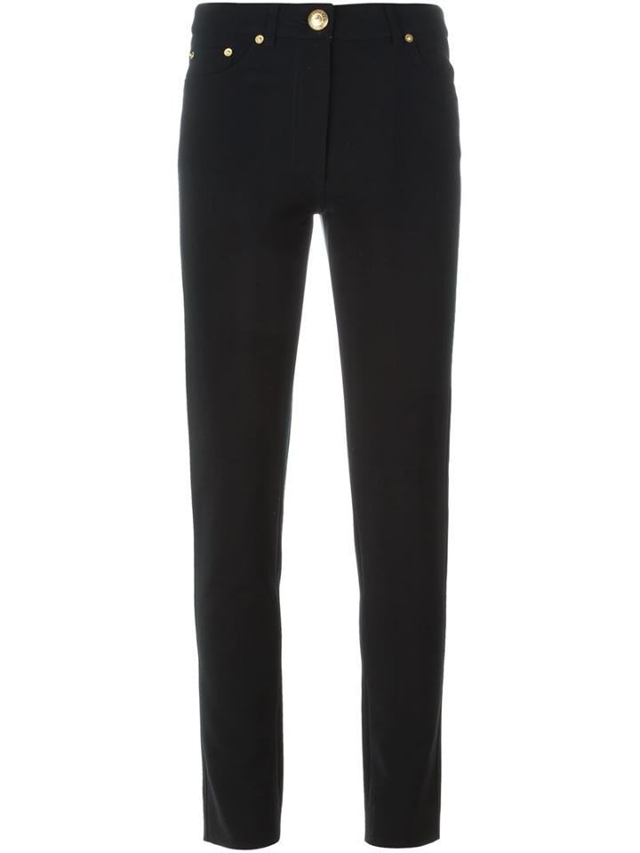 Moschino Straight Leg Trousers, Women's, Size: 40, Black, Polyester/triacetate