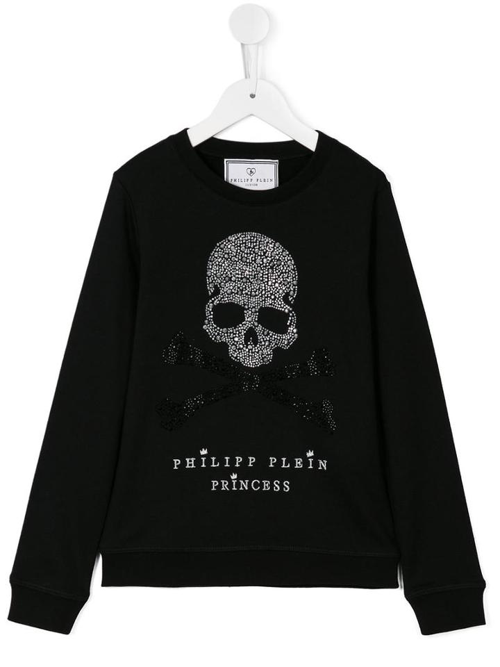 Philipp Plein Kids Ice Princess Sweatshirt, Girl's, Size: 14 Yrs, Black
