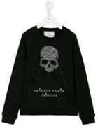 Philipp Plein Kids Ice Princess Sweatshirt, Girl's, Size: 14 Yrs, Black